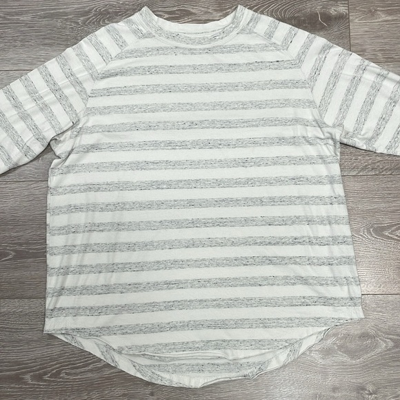 Zella Relaxed Washed Long Sleeve Slub Tee Striped XS - Picture 4 of 16